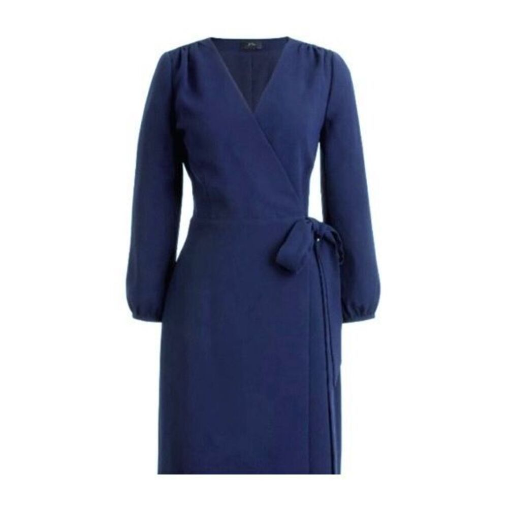 EUC J. Crew Petite Navy Blue Career Wrap Dress Wrap Dress - Size 2P